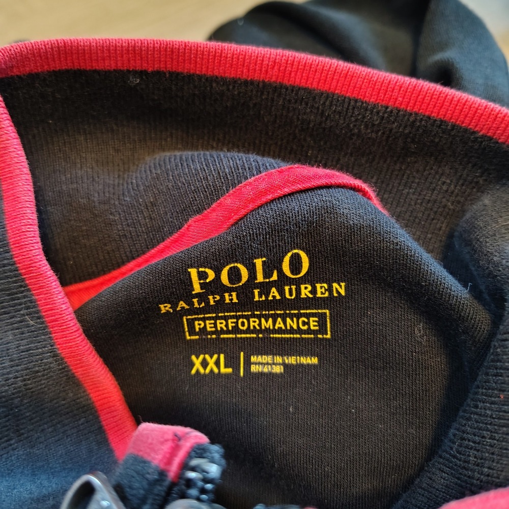 Polo Ralph Lauren Performance Mens XXL Black Red Track Jacket Full Zip Pony Logo - Picture 6 of 9
